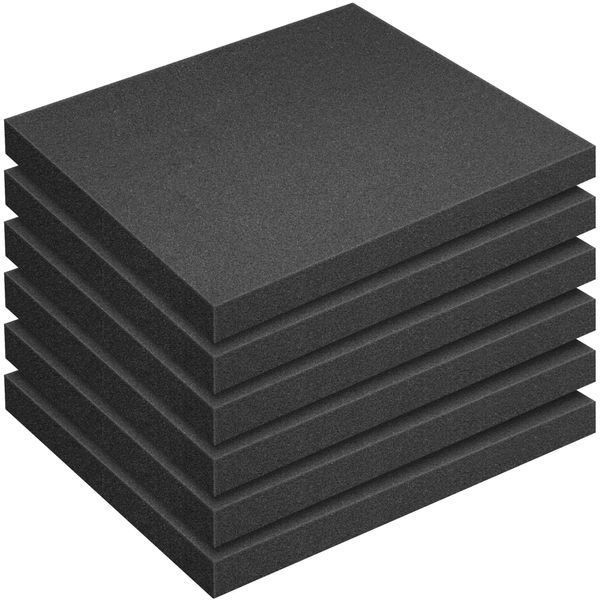 6 Pcs Polyurethane Foam Sheet- 16 x 12 x 1.5 Inch Cuttable Foam Inserts for Cases- Packing Foam Pads for Toolbox Camera Storage and Crafts