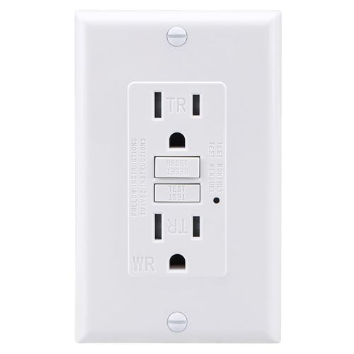 Baomian 2PCS GFCI 15A Outlet Self-Test GFI Receptacles with Indicator Light Wall Plates and Screws Included Indoor or Outdoor UL Listed