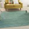 Nourison Essentials Indoor/Outdoor Blue Green 7' x Square Area Rug, Easy Cleaning, Non Shedding, Bed Room, Living Room, Dining Room, Backyard, Deck, Patio (7 Square)