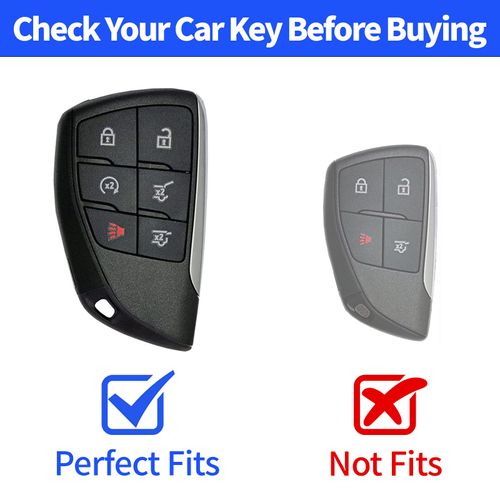 Kespevn for Chevy Key Fob Cover with Keychain Soft TPU Key Case Shell Holder Fits for 2021 2022 2023 Chevrolet Suburban Tahoe Silverado 1500, for GMC Yukon Sierra, for Buick Encore 6 Button (A Black)