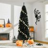7' Artificial Christmas Pine Tree, Fake Xmas Pencil Tree Halloween Design, Black