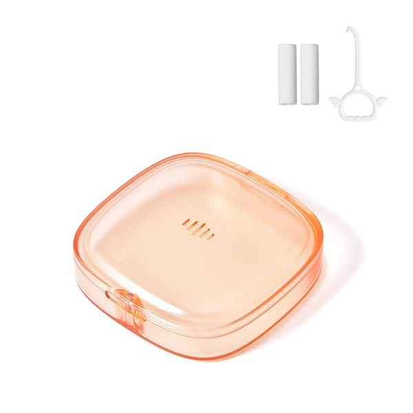 Slim Retainer Case for Travel, Compact Aligner Holder with Removal Tool & Chewie, Small Low-profile Night Guard Container (Orange)