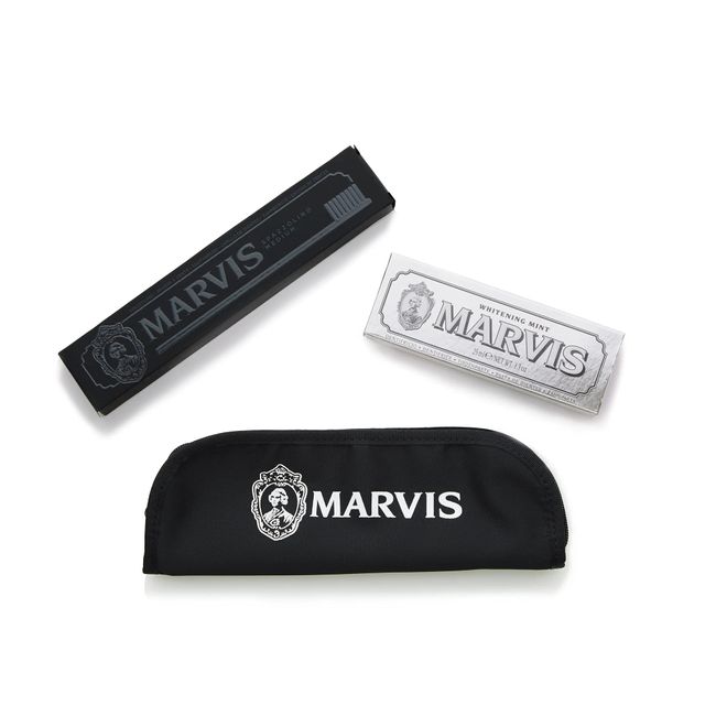 MARVIS Travel Set Toothpaste, Toothbrush, Pouch Oral Care, Portable Toothpaste Set, Made in Italy