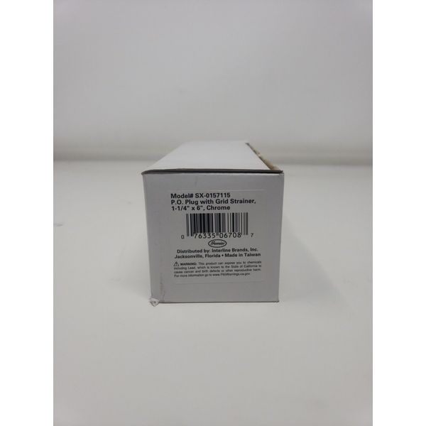SX-0157115 P.O. Plug W/ Grid Strainer 1-1/4 x 6" Chrome