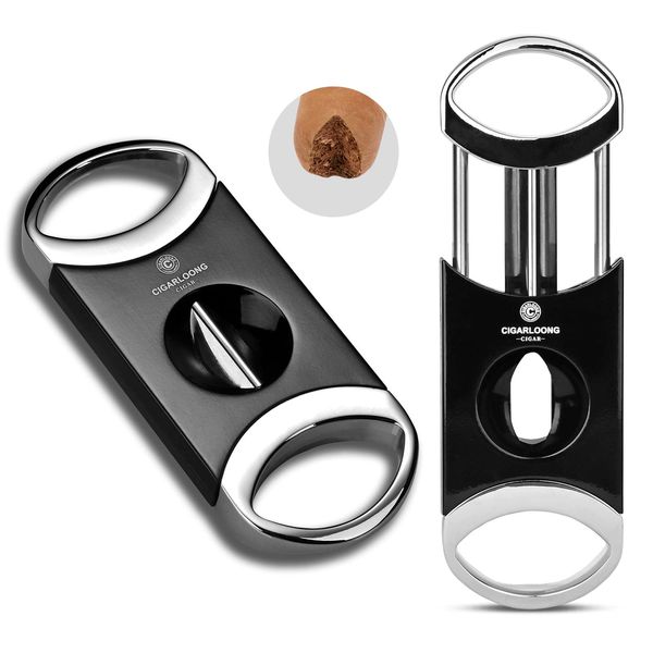 CIGARWONG Cigar Cutter Stainless Steel V-Cut Cigar Cutter Double Cut Blade Sharp Portable