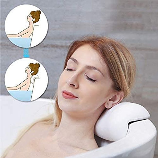 Urhelper SPA Bath Pillow Non-Slip Bathtub Headrest Medium Soft Waterproof  Bath Pillows with Suction Cups Easy to Clean Bathroom Accessories 10.2in X