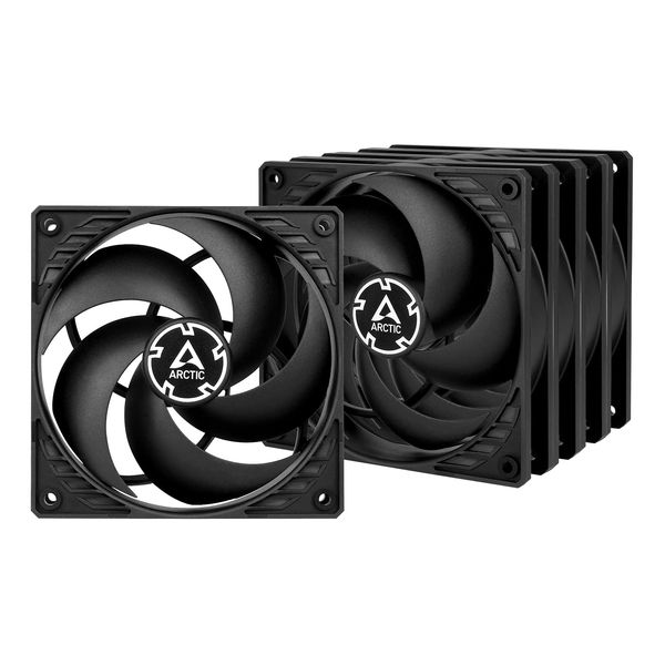 ARCTIC P12 (5 Pack) - 120 mm Case Fan, Pressure-optimised, Quiet Motor, Computer, Fan Speed: 1800 RPM - Black