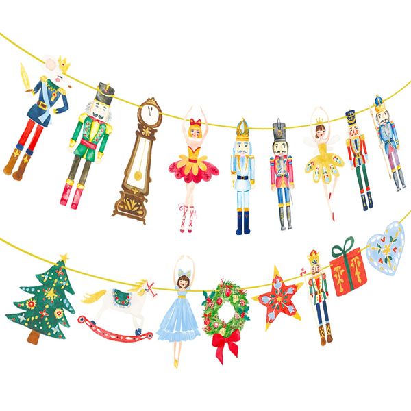 Nutcracker Party Banners 2Pcs Christmas Ballet Nutcracker Decorations Nutcracker Party Supplies Xmas Tree Cutout Banners for Nutcracker Soldier Party Hanging Sign Decor