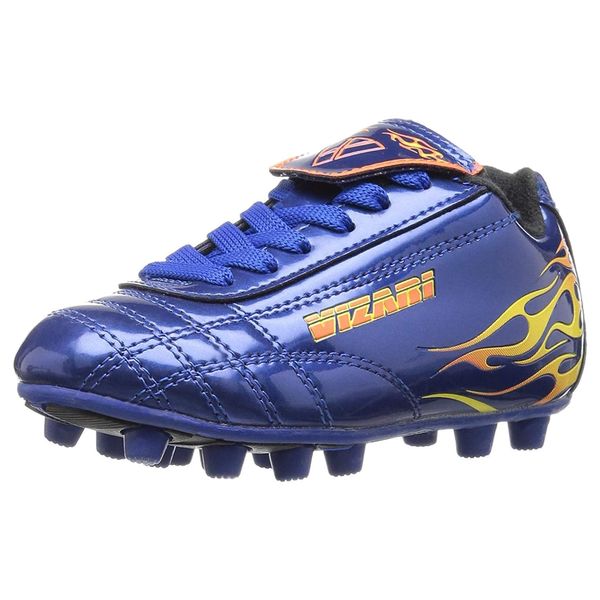 Vizari Blaze FG Kids Soccer Cleats | Synthetic Leather Upper Blaze Soccer Cleats with Lightweight Feel for Boys and Girls | Premium Soccer Cleats with Two-Tone Color for Kids Blue/Orange