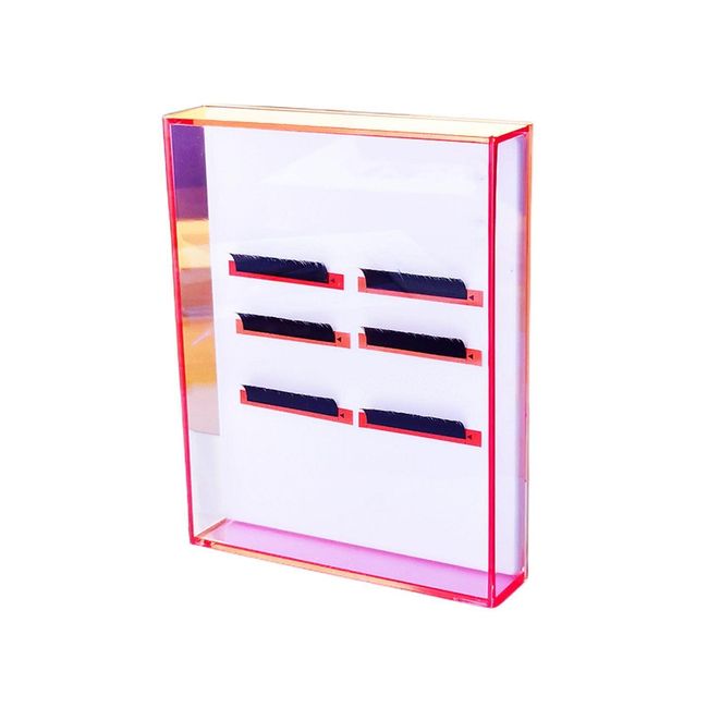 Eyelash Grafting Pallet with Cover, Dust-proof Acrylic Lash Tile holder, Dazzling Eyelash Extensions Storage Gasket Pads with Suction for Tweezers (Transparent Pink L)