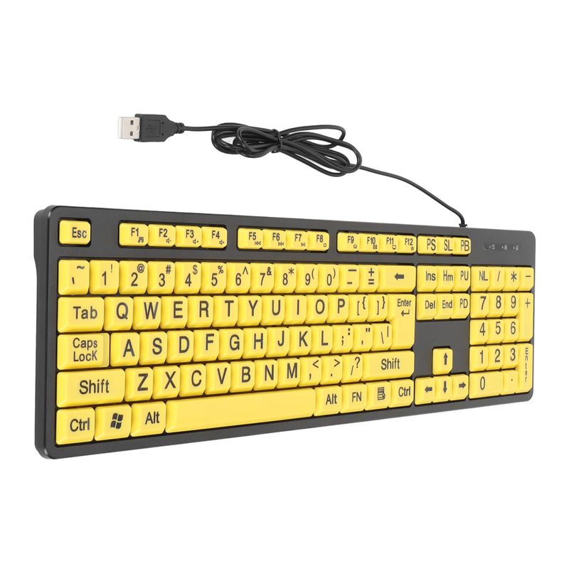 Large Print Computer Keyboard, 104 Keys Wired USB Oversized Big Letters ...