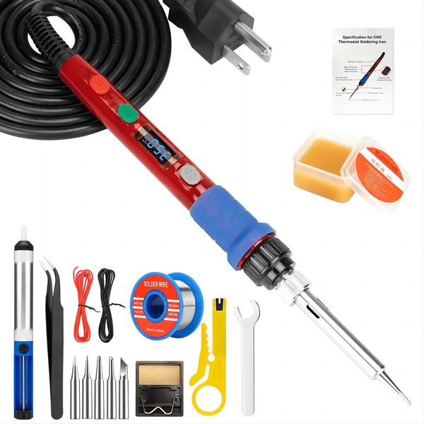 Soldering Iron Kit, 90W 110V LED Digital Soldering Iron with Ceramic Heater, Adjustable Temperature Soldering Welding Iron Kit, Auto-sleep, Thermostatic Design