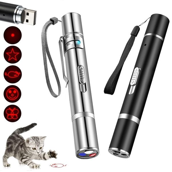 Cat Toy -Laser Pointer 5Modes, Cat Toys Pointer for Indoor interactive, Cat Toys Red Light Pet Pointer Interactive Toys to Cat Busy, Kitten Cat Dog Pointer Chaser Play Toys(2 Pcs)