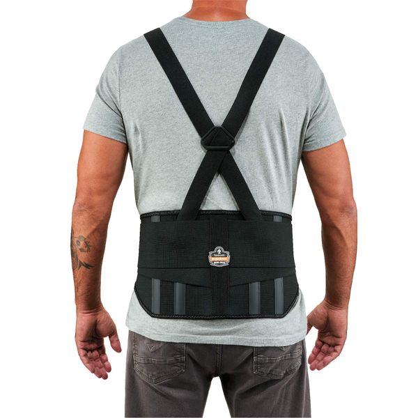 Ergodyne - 11103 ProFlex 1600 Back Support Brace, 9" Extended Support, High Cut Front For Mobility, Medium,Black