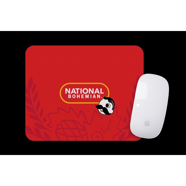 National Bohemian Pill Logo w/ Hops (Red) / Mouse Pad - Red