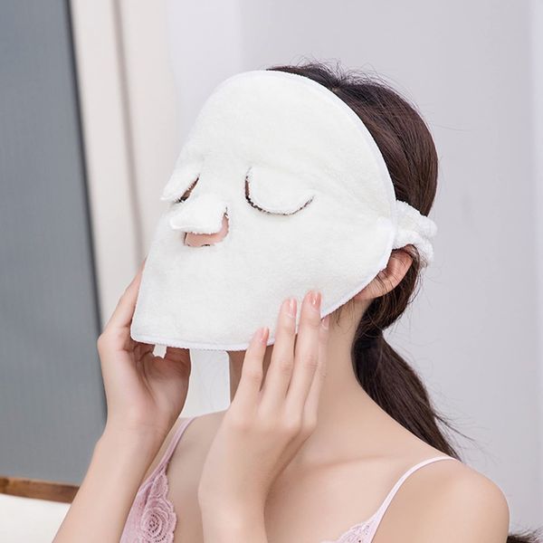 NOELAMOUR Steamed Towel, Towel Face Mask, Towel Mask, Moisturizing, Absorbing, Moisturizing, Home Spa (C: 3 Holes, String Included)