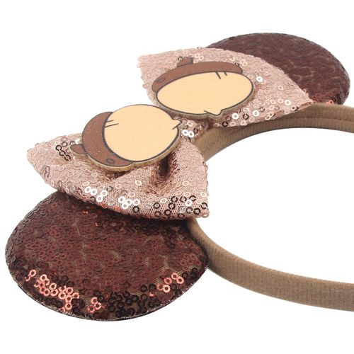 Squirrel Ears Head Band Hazel Mouse Ears Headband for Women Velvet Hair Bow Headwear for Girls&Boys - Sparkle Sequins Mouse Hair Bands with Big Ears Essencial Accessories for Trip (squirrel bow)