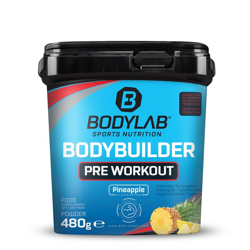 Bodylab24 Bodybuilder Pre Workout Pineapple 480 g, with Various Amino ...