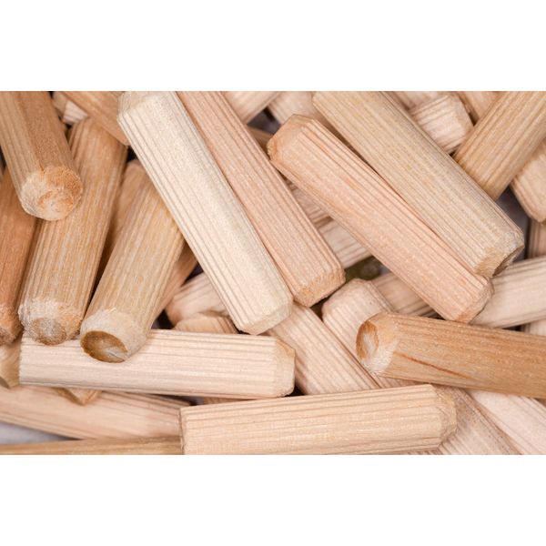 10mm x 60mm Wooden Dowel Pins Grooved Dowels Plugs Chamfered Fluted Pin Wood for Furniture Woodwork Joinery - Pack of 20 (Birchwood)