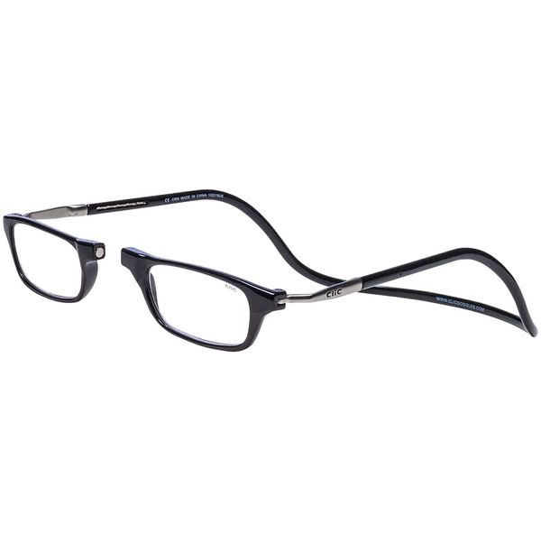 Clic Magnetic Reading Glasses, Computer Readers, Replaceable Lens, Original Long, (M-L, Black, 2.00 Magnification)