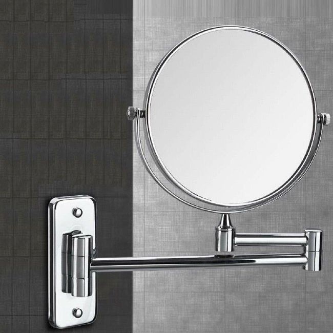 8" Extendable Wall Mounted Makeup Shaving Mirror Closeup Two Sides Home Bathroom