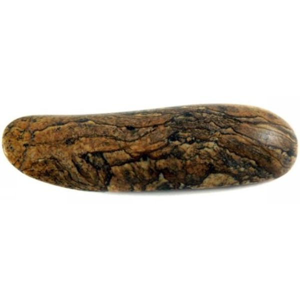 Two Piece Massage Stones Set- Picture Jasper Tapered Cone + Curved Tool