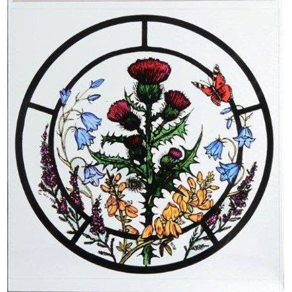 HENSITA Static Window Cling in a Scottish Flowers Design