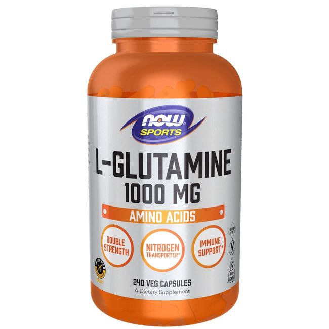 NOW Sports L-Glutamine, Double Strength 1,000 mg, Amino Acid, 240 Veg Capsules