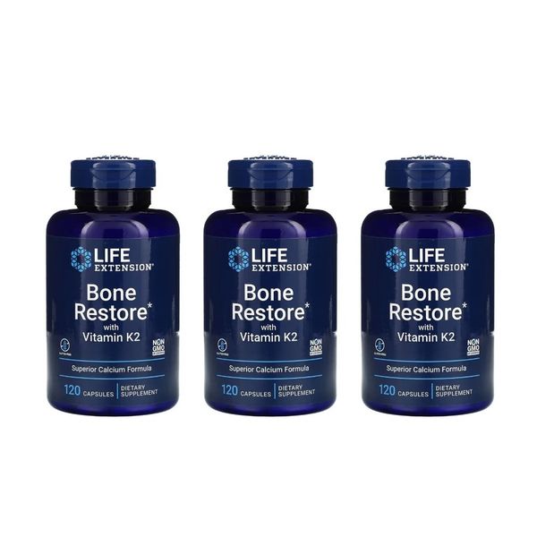 Life Extension Bone Restore with Vitamin K2 120 Tablets 3 Pack 3 Pack