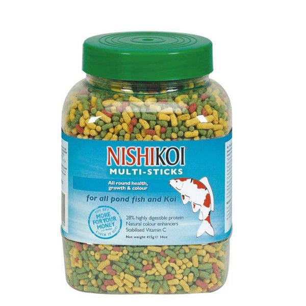 Nishikoi. Multi-Sticks Floating Koi Fish Food Pond Feed MultiSticks (415g Jar)