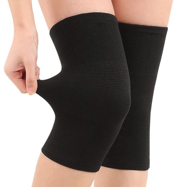 (One Pair) Bamboo Fabric Knee Sleeves for Knee Support, Circulation Improvement & Pain Relief,Sport Compression for Running, Pain Management, Arthritis Pain Women & Men (Black, Large)