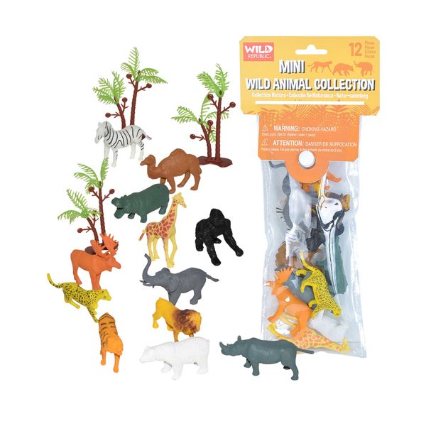 Wild Republic 22114 Mini Wild Animal Polybag Kids Gifts, Giraffe, Cheetah, Educational Toys