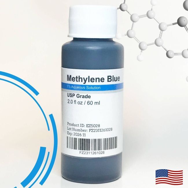 Methylene Blue * USP Grade * 1% Aqueous Solution 2oz 60 ml Pure Reagent USA Made