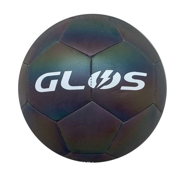 GLOS Glow Reflective Size5 Soft leather Soccer Ball-Light Up in Camera Flash,for Adults(Neon-2, Size 5)