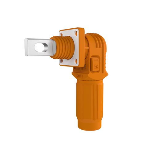 1 Set Battery Energy Storage Connector, Quick Plug Terminal High Current Connectors Copper Plate Wiring Adapter Right Angle Plug and Socket IP67 Waterproof Power Connector 100A 16mm² (100A, Orange)