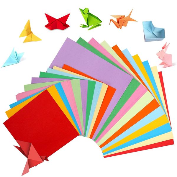 Origami Paper Pack of 200 Double Sided Sheets in 10 Sharp Colour, Double Sided Colour Origami Kit for Crafts & Art Colours Card Paper Decoration Handcrafts Paper for DIY Crafts