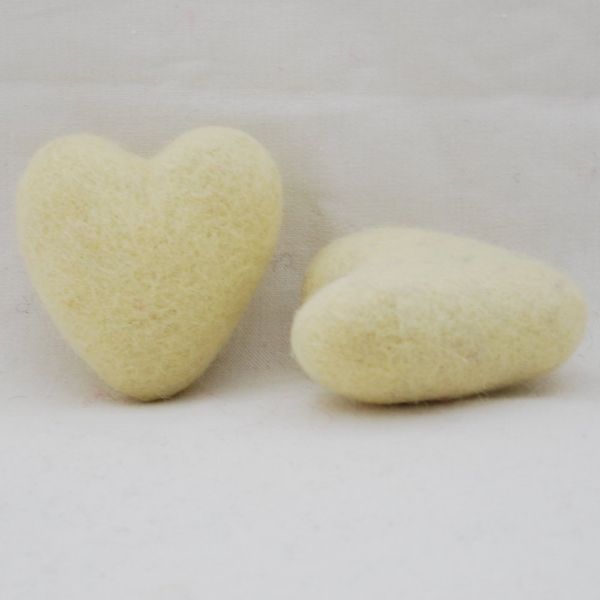100% Wool Felt Heart - 6cm - 2 Felt Hearts - Cream
