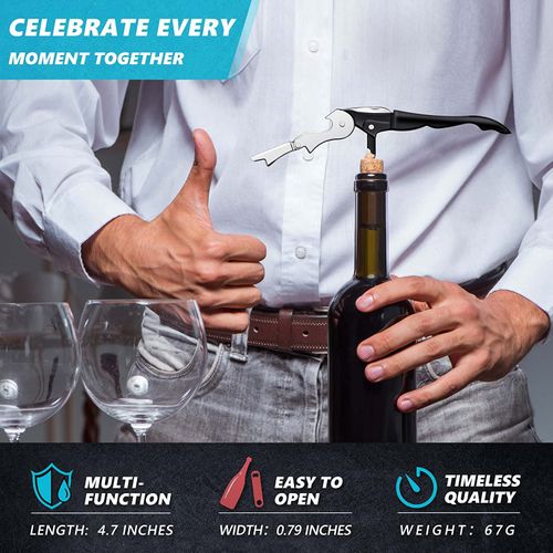 Corkscrew Wine Opener Bottle Openers - Allpeak Wine Bottle Opener with Foil Cutter, Stainless Steel Classic 3 in 3, Waiters Friend Corkscrew for Beer Bar Restaurant, Foil Cutter for Wine Bottles.