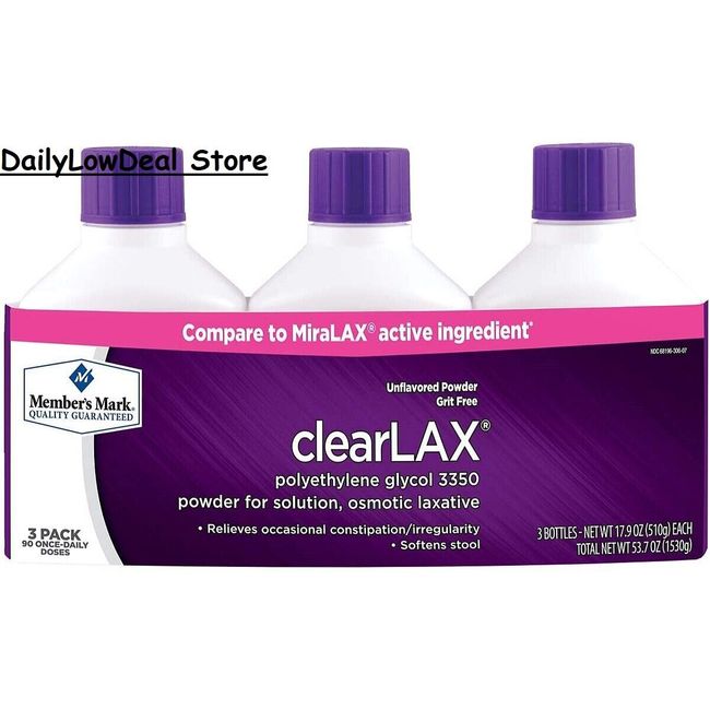 Member's Mark ClearLAX Polyethylene Glycol 17.9 oz 3 pk Constipation EXP 02/2026