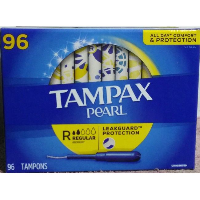 Tampax Pearl Regular Absorbency ~ Unscented Tampons ~ 96 Ct