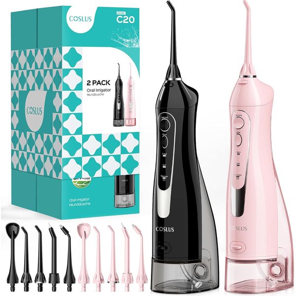 2 Pack Cordless Water Flosser with Elegant Packaging for Teeth, Braces, Gums Car