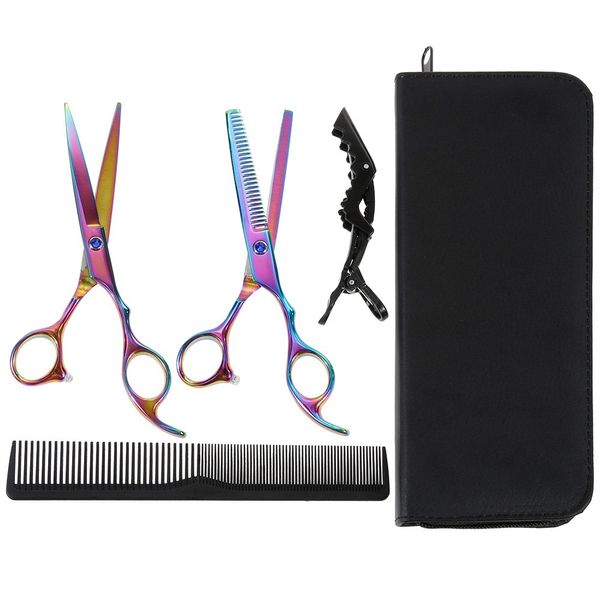 Lictin Hairdressing Scissors Hair Thinning Scissors Set and Hair Scissors, 6.0 inch + Presentation Case/Box + Black Comb + Thinning Hair Comb + Black Hair clip