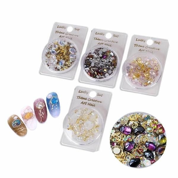 Nail Art Luxury Pebble Stone Parts Jewelry Box Set 2 7 Pieces (W902EFB)