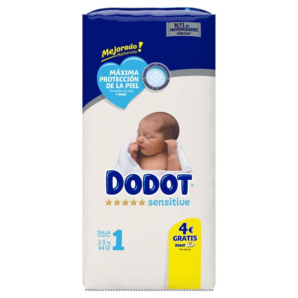 Dodot Sensitive Diapers Size 1, 44 Diapers