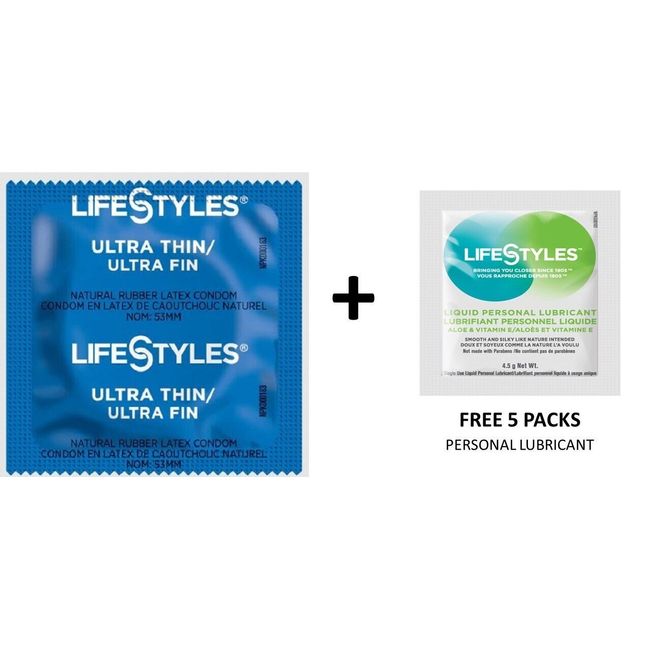 100 CT Lifestyles Ultra Thin Condoms + FREE 5 Lifestyles lubricant packs