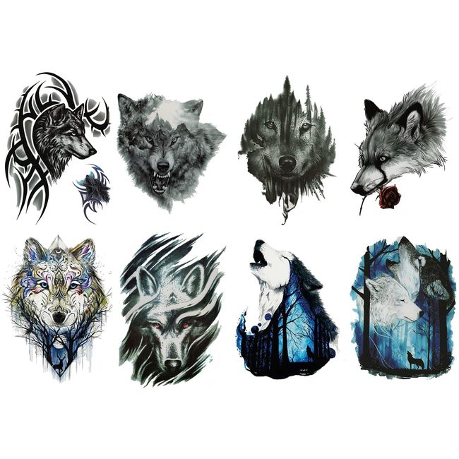 SG004 Tiger Wolf Tattoo Stickers Set, set293,