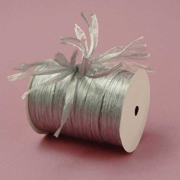 Silver Metallic Raffia Ribbon, 1/4" X 100 Yards