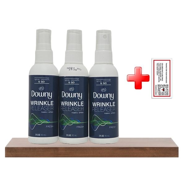 Downy Travel Sized Wrinkle Release Spray 3 oz (Pack of 3) - Effortless Wrinkle-Free Clothes On-The-Go! - Includes Phoenix Rose Fridge Sticker