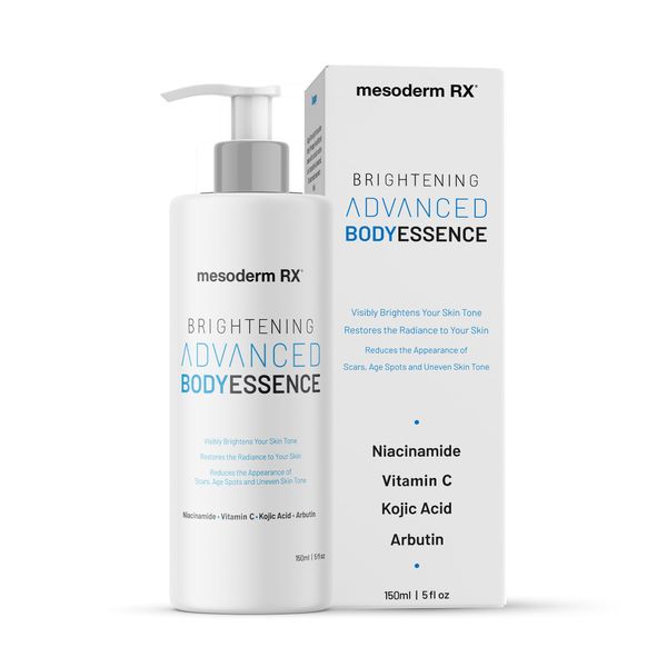 MESODERM RX Advanced Skin Hydrating Brightening Body Essence, Niacinamide, Kojic Acid, Vitamin C, Hyaluronic Acid, Alpha Hydroxy Acids - Enhance, Smooth, Reduce Dark Spots, Uneven Skin Tone, 150ml.