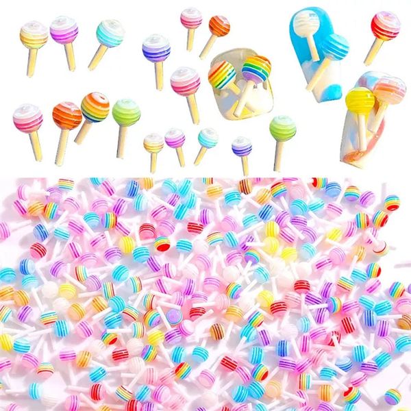 Beautiful Clouds Nail Art 3D Charm Lollipop Callaway Mini Candy Nail DIY Handmade Character Accessories Nail Mix Color 100pcs